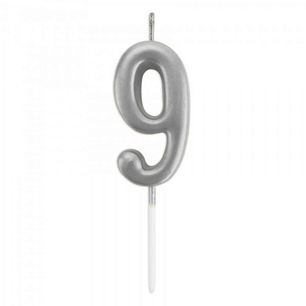 Rakam Mum 7CM Gümüş 9