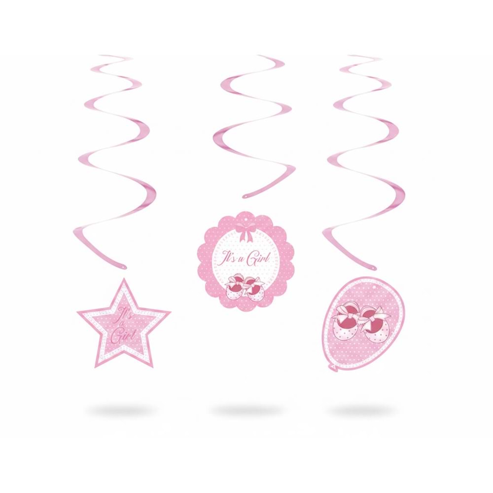 SW18 Babyshower Kız Sarkıt Süs 6lı