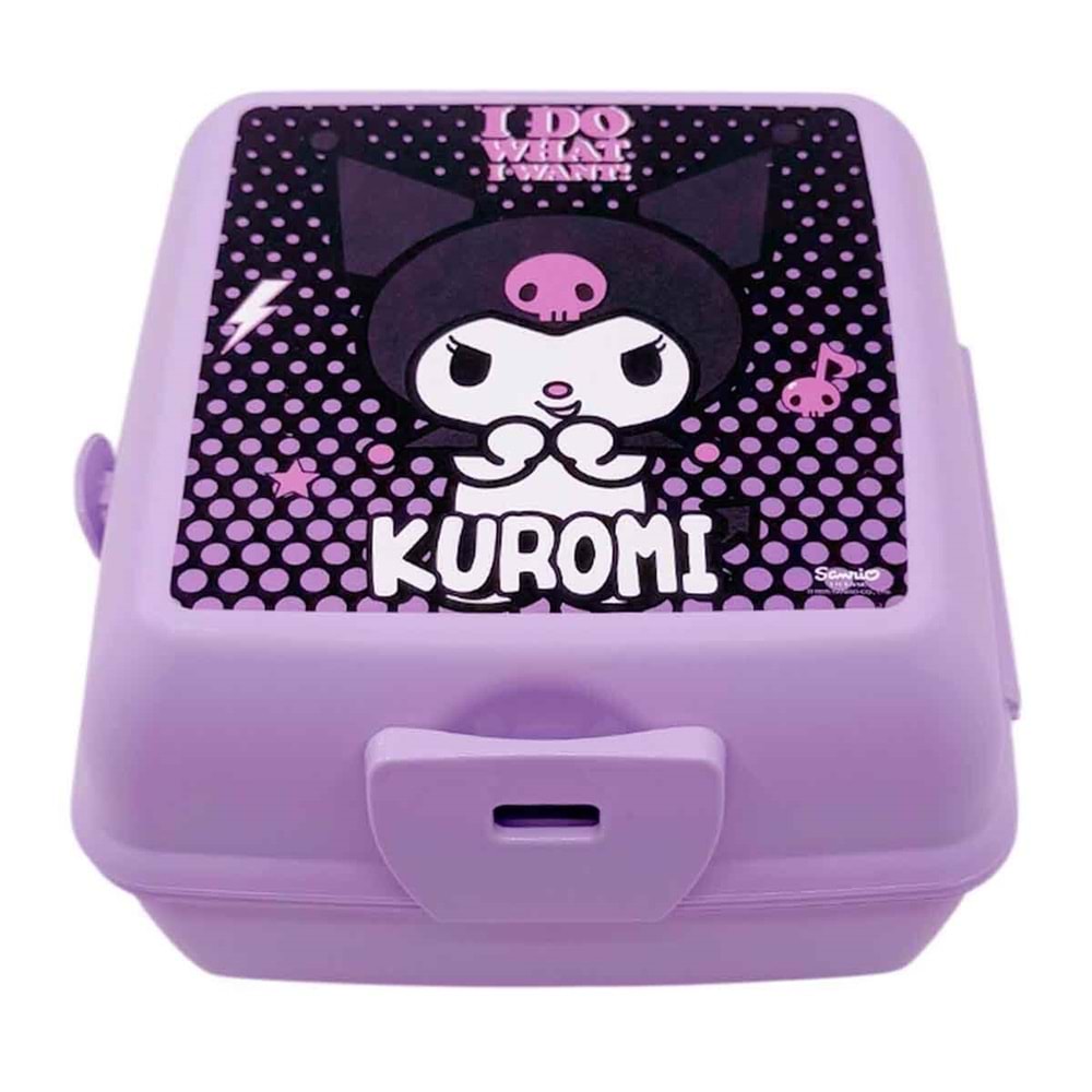 Özkara Kuromi Bölmeli Beslenme Kutusu Mor Renk Çatal Kaşıklı Lisanslı