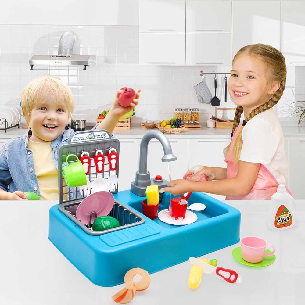 Kayyum Modern Pilli Lavabo Seti (Gerçek Su Akıtma Özelliği)