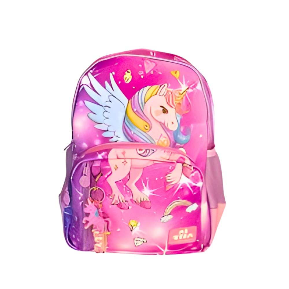 ME Team Unicorn Desenli Okul Çantası – Pembe 3D Sırt Çantası
