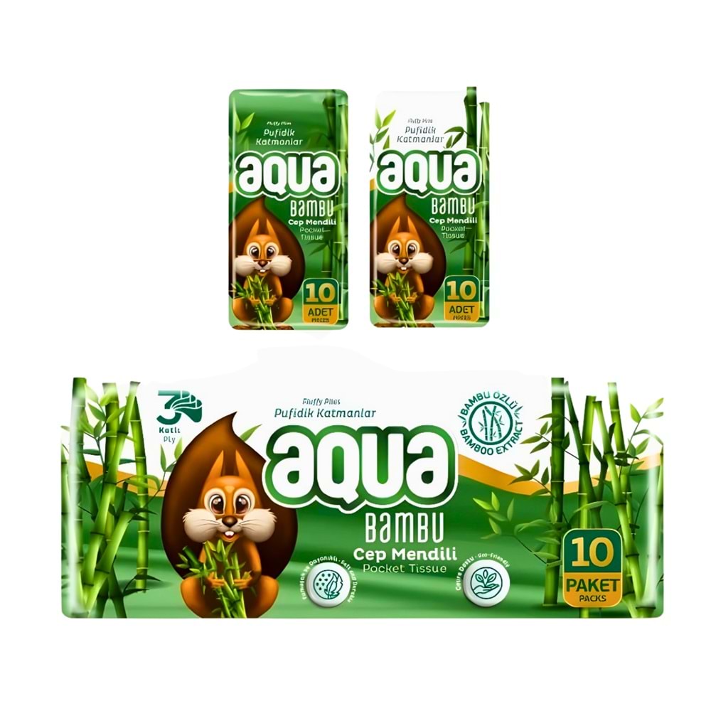 AQUA BAMBU CEP MENDİL 10 LU