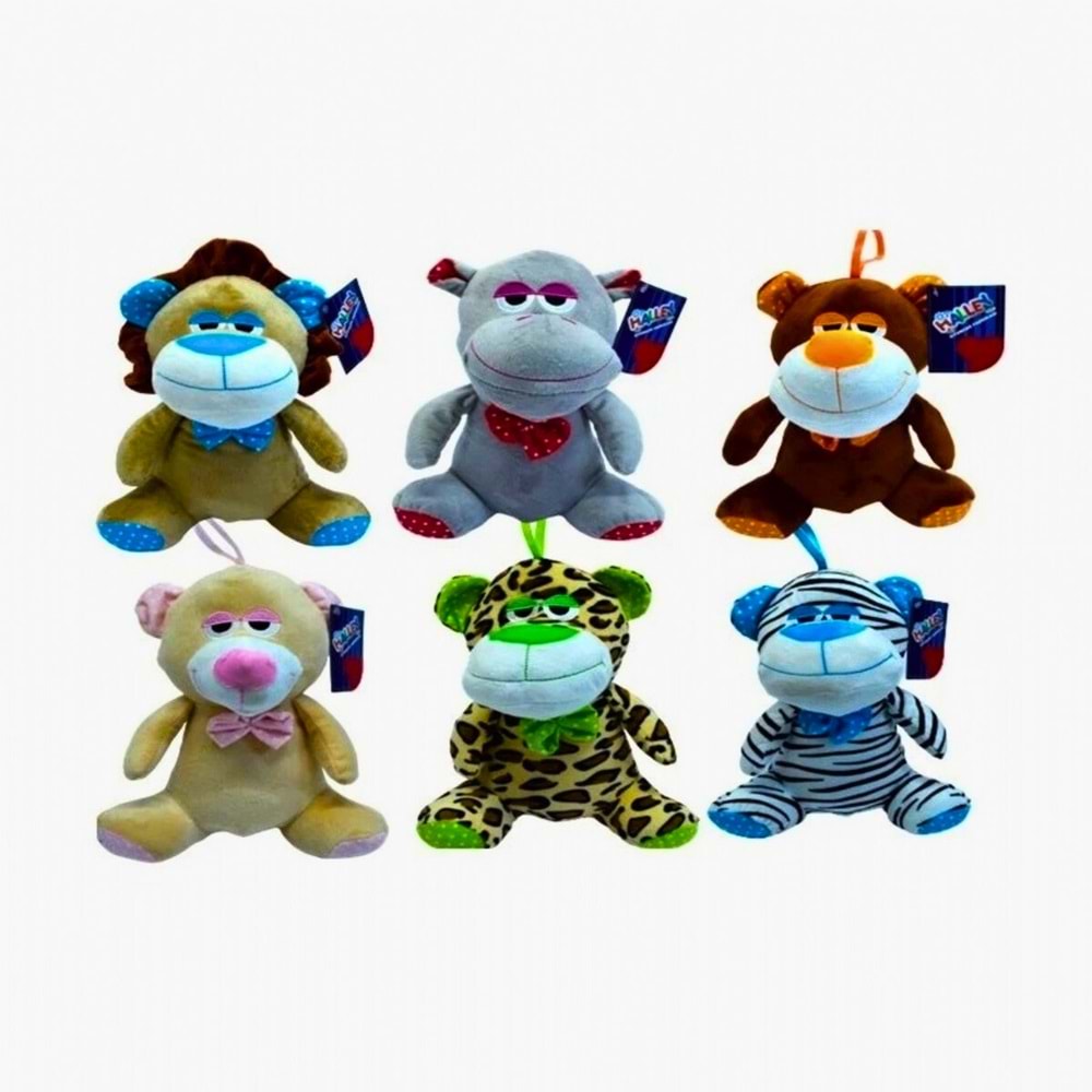 Halley 26 cm Yorgun Gözlü Hayvan Peluş Oyuncaklar (Asorti)