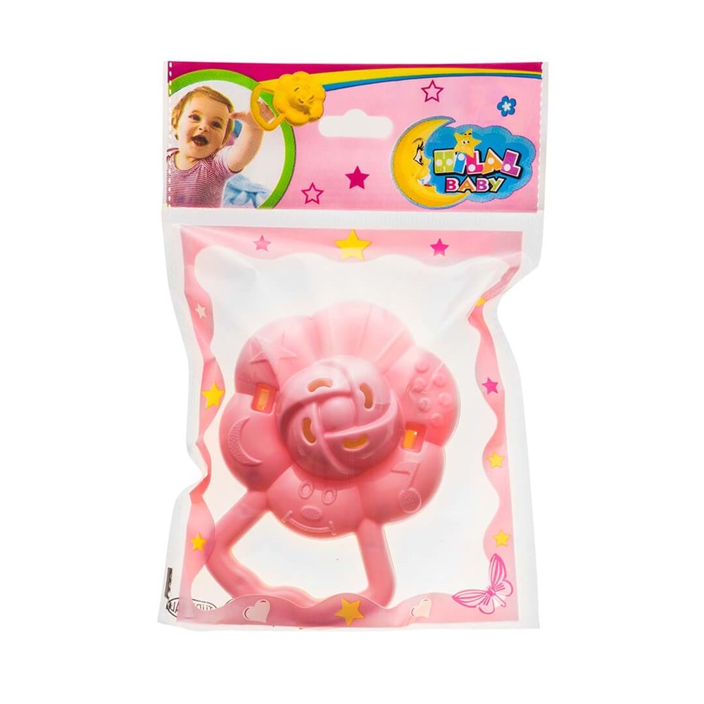 Hilal Plastik Papatya Çıngırak Bebek Oyuncağı Renkli Tutma Halkalı Çıngırak 3 Ay+