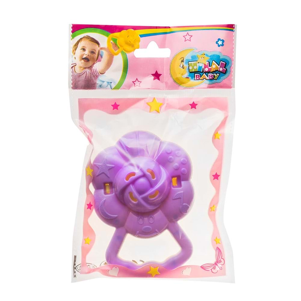 Hilal Plastik Papatya Çıngırak Bebek Oyuncağı Renkli Tutma Halkalı Çıngırak 3 Ay+