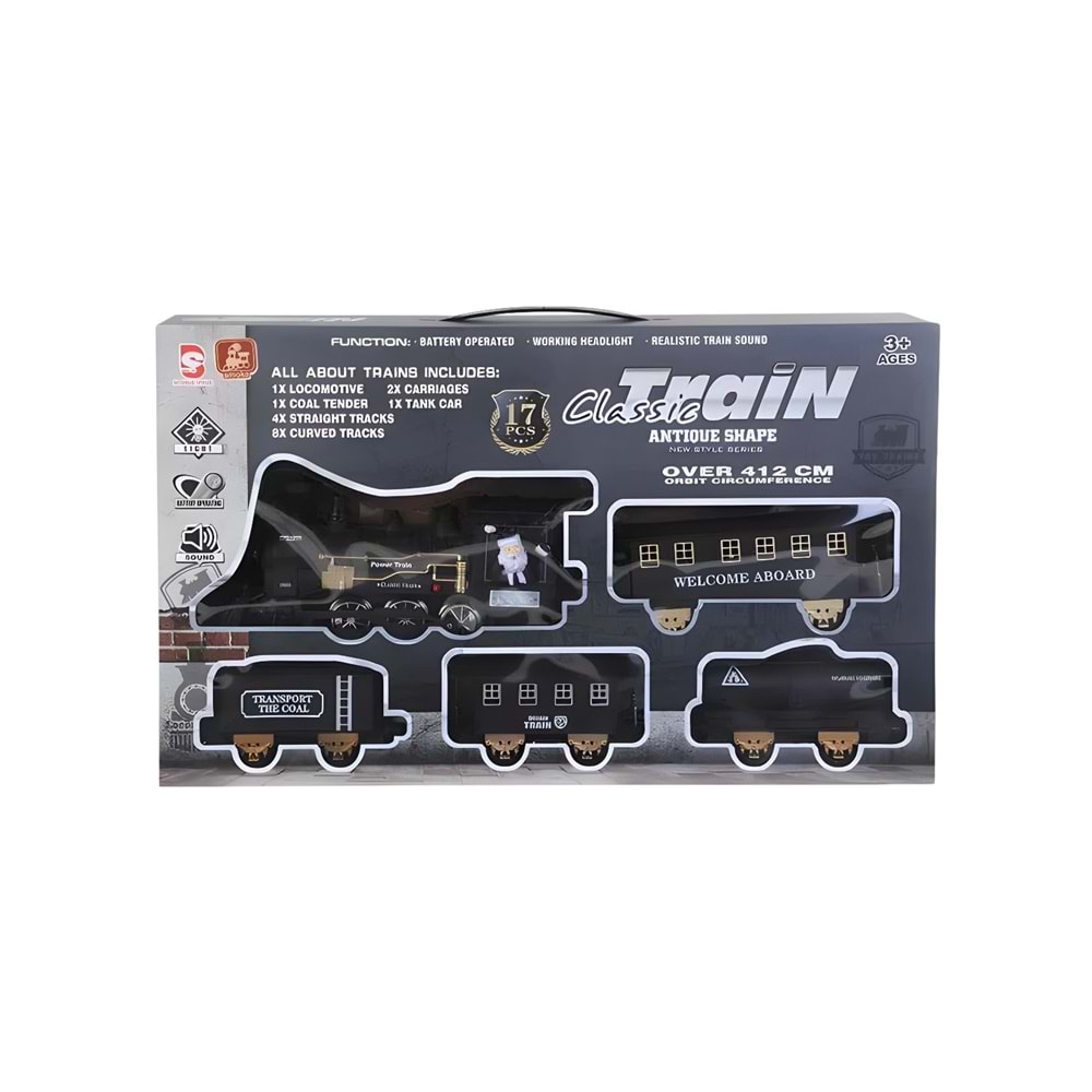 Seher Buharlı Tren Seti | Pilli Işıklı Müzikli Raylı Oyuncak Tren 415 cm