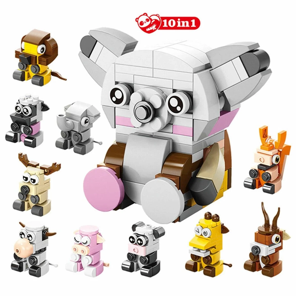 Seher 9105 10 in 1 Blok Oyuncak Hayvan Figürlü Yapı Seti