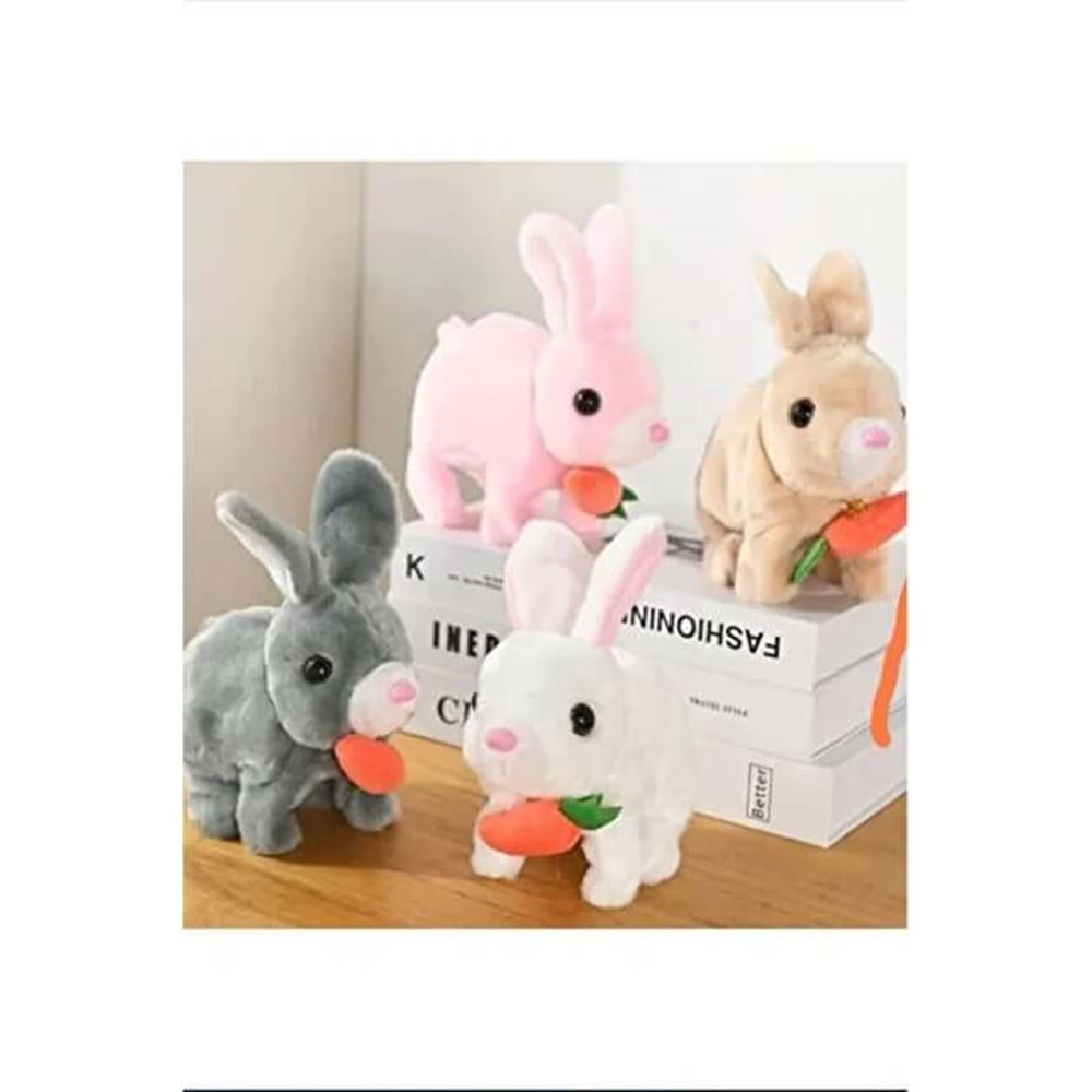 Pilli Zıplayan Tavşan Oyuncak Sesli Işıklı Peluş Tavşan