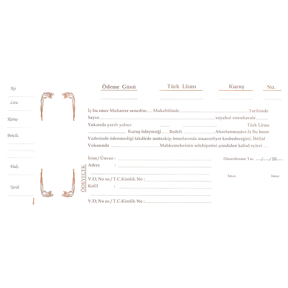 Senet Kağıdı Tek Adet – Resmi Evrak Bono Senet Belgesi