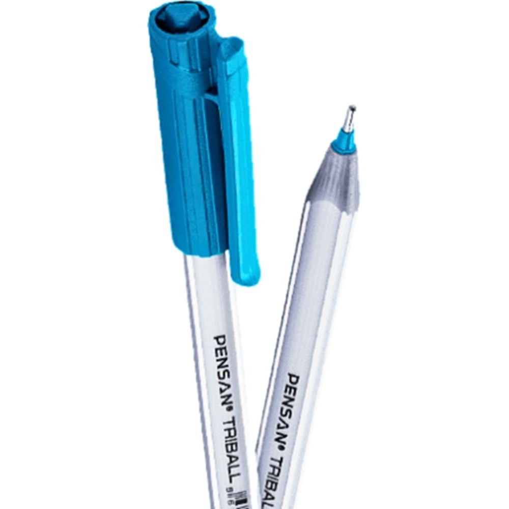 PENSAN Triball Tükenmez Kalem Mavi Yeşil - Ergonomik Üçgen Gövdeli Kalem