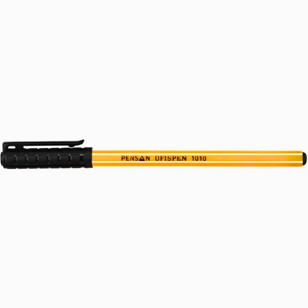 PENSAN OFISPEN 1010 Tükenmez Kalem Siyah 1.0 mm Uç | Çizgili Gövde Ofis Kalemi