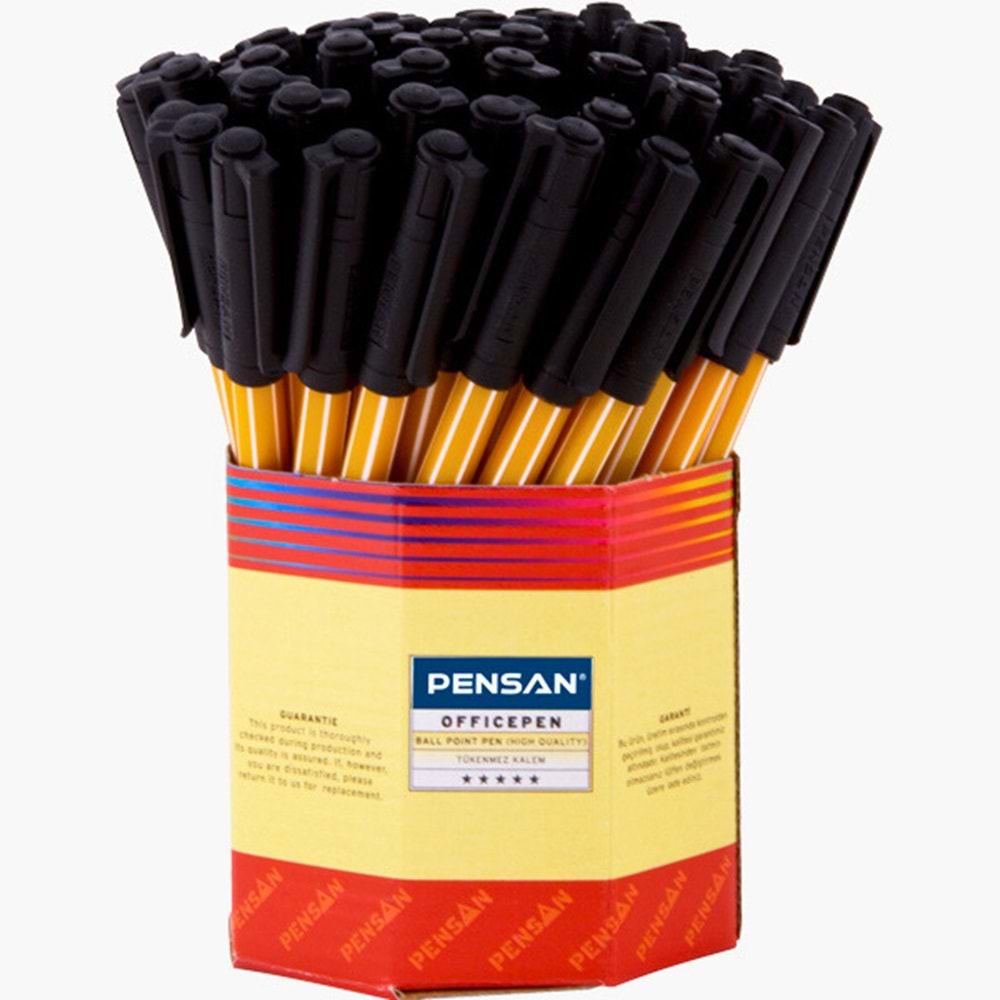 PENSAN OFISPEN 1010 Tükenmez Kalem Siyah 1.0 mm Uç | Çizgili Gövde Ofis Kalemi