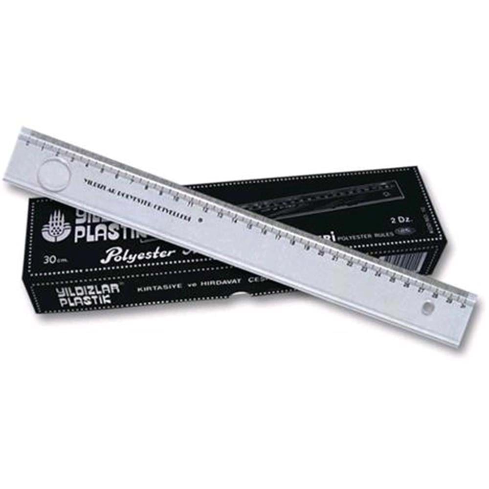 YILDIZLAR PLASTİK Polyester 30 cm Cetvel - Okul ve Ofis Cetveli