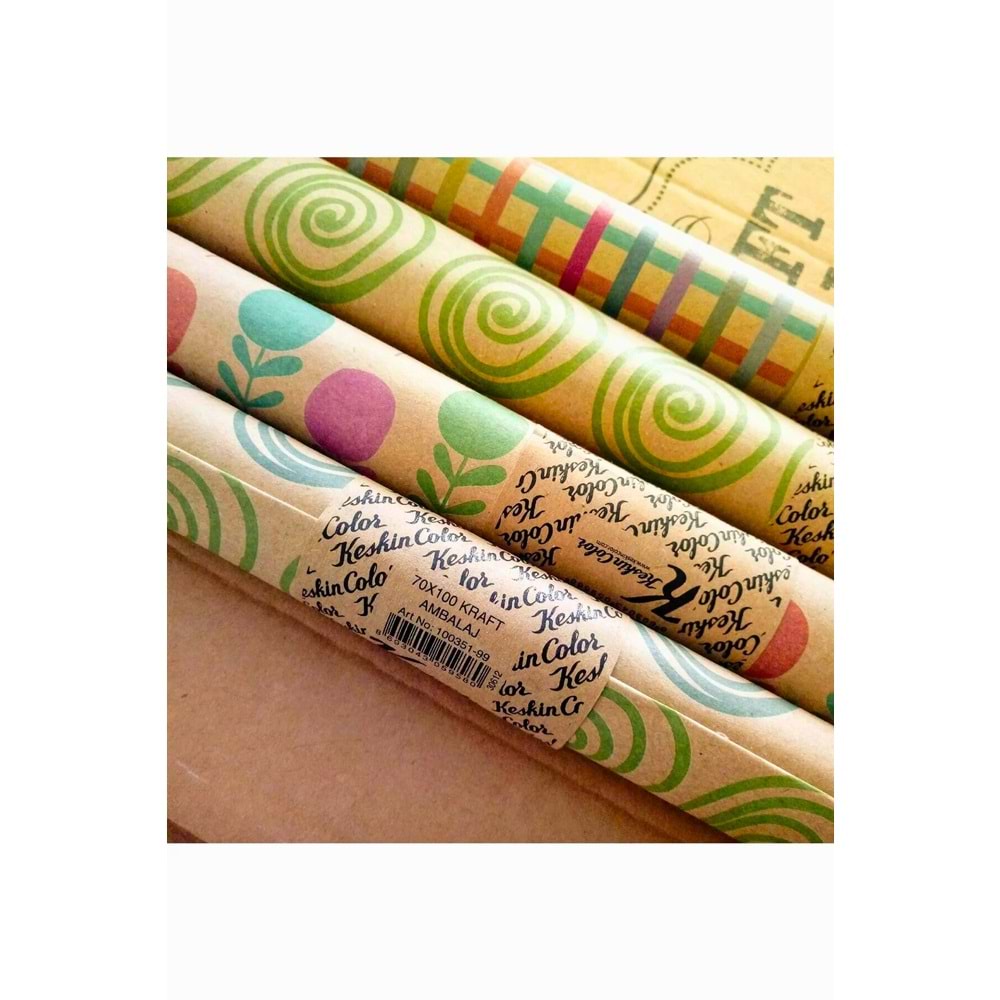 K.COLOR Desenli Kraft Ambalaj Hediye Kaplama Kağıdı (70x100 cm)