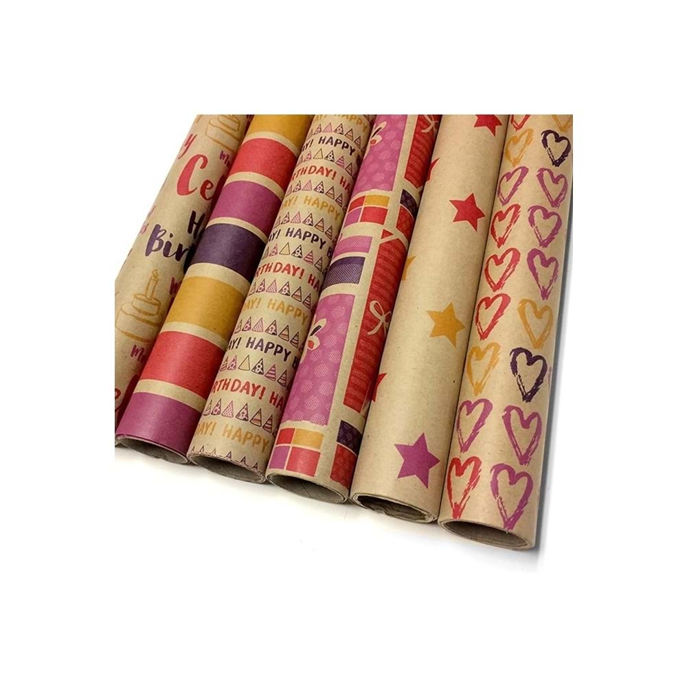 KESKİN COLOR 2'li Rulo Hediye Paket Kağıdı - 70x100 cm Aynı Desen Ambalaj Kağıdı