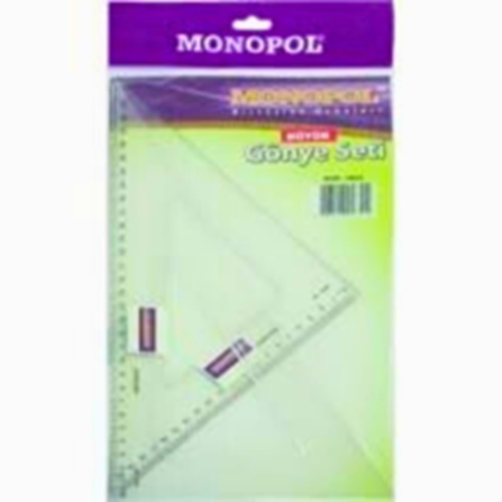 Monopol Büyük Boy Şeffaf Gönye Seti - 60° ve 90° İki Parça (Teknik Çizim)