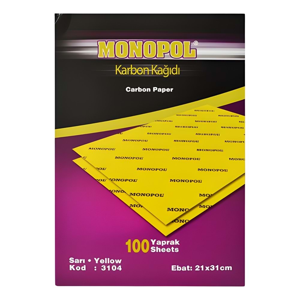 Karbon Kağıdı Tek Adet | Monopol Sarı Karbon Kağıt 21x31 cm