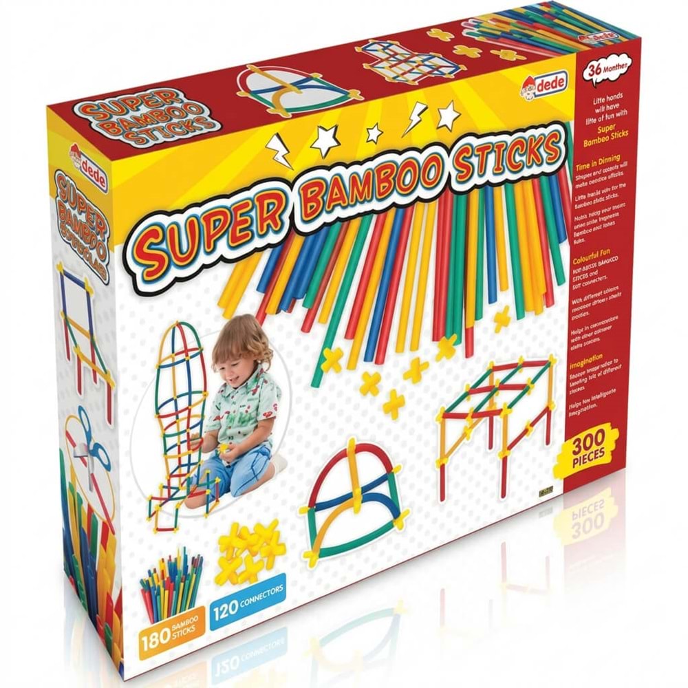 DEDE Super Bamboo Sticks Yapı Oyuncağı - 300 Parça Eğitici İnşa Seti