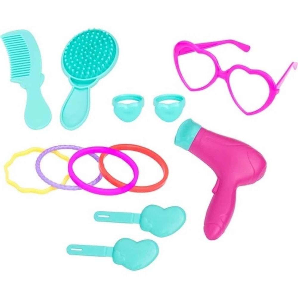 DEDE Candy Güzellik Seti Bavulum 18 Parça | Tekerlekli Çekçekli Kuaför Oyuncak Seti