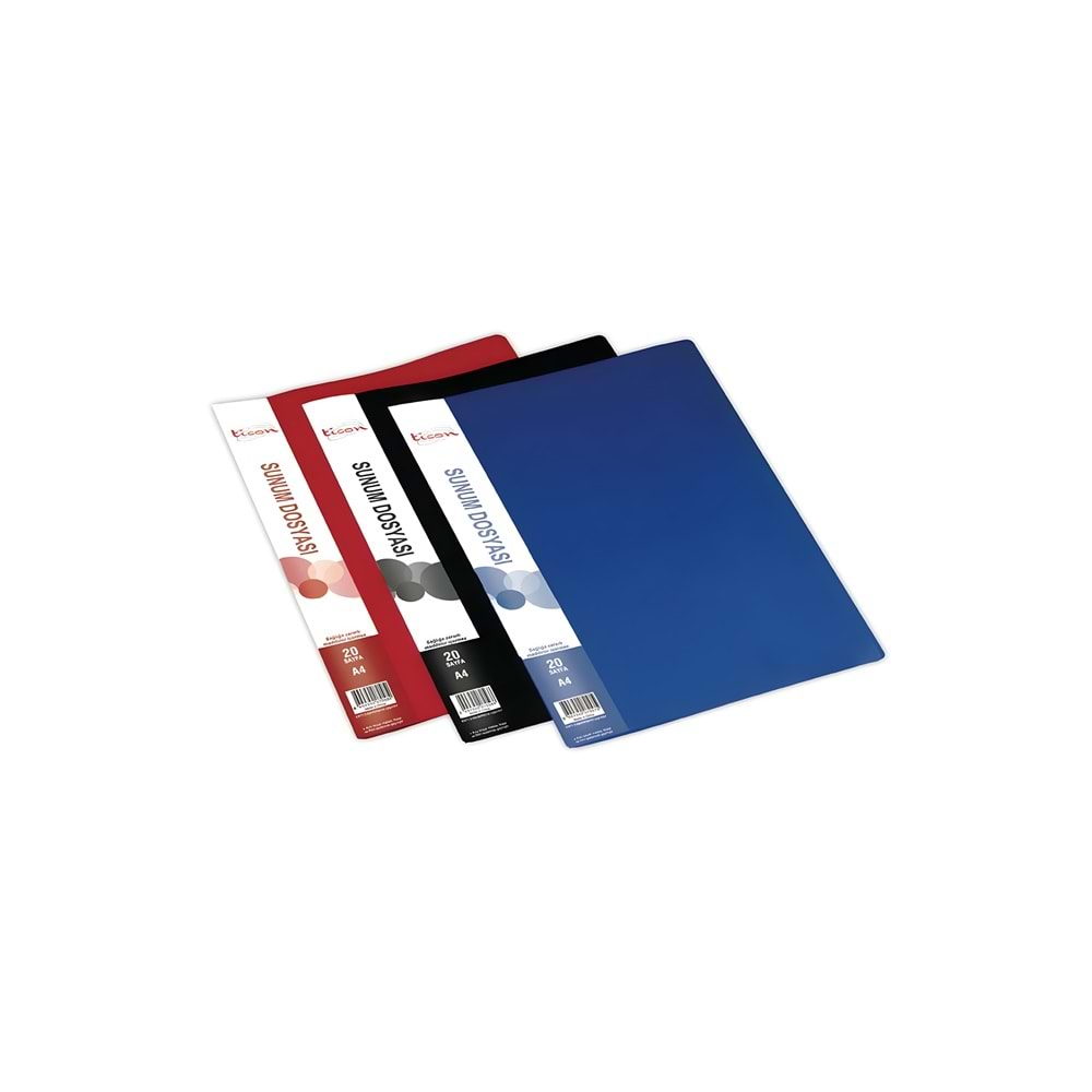 Temat 20 Cepli Şeffaf Sunum Dosyası A4 Siyah - Profesyonel Klasör