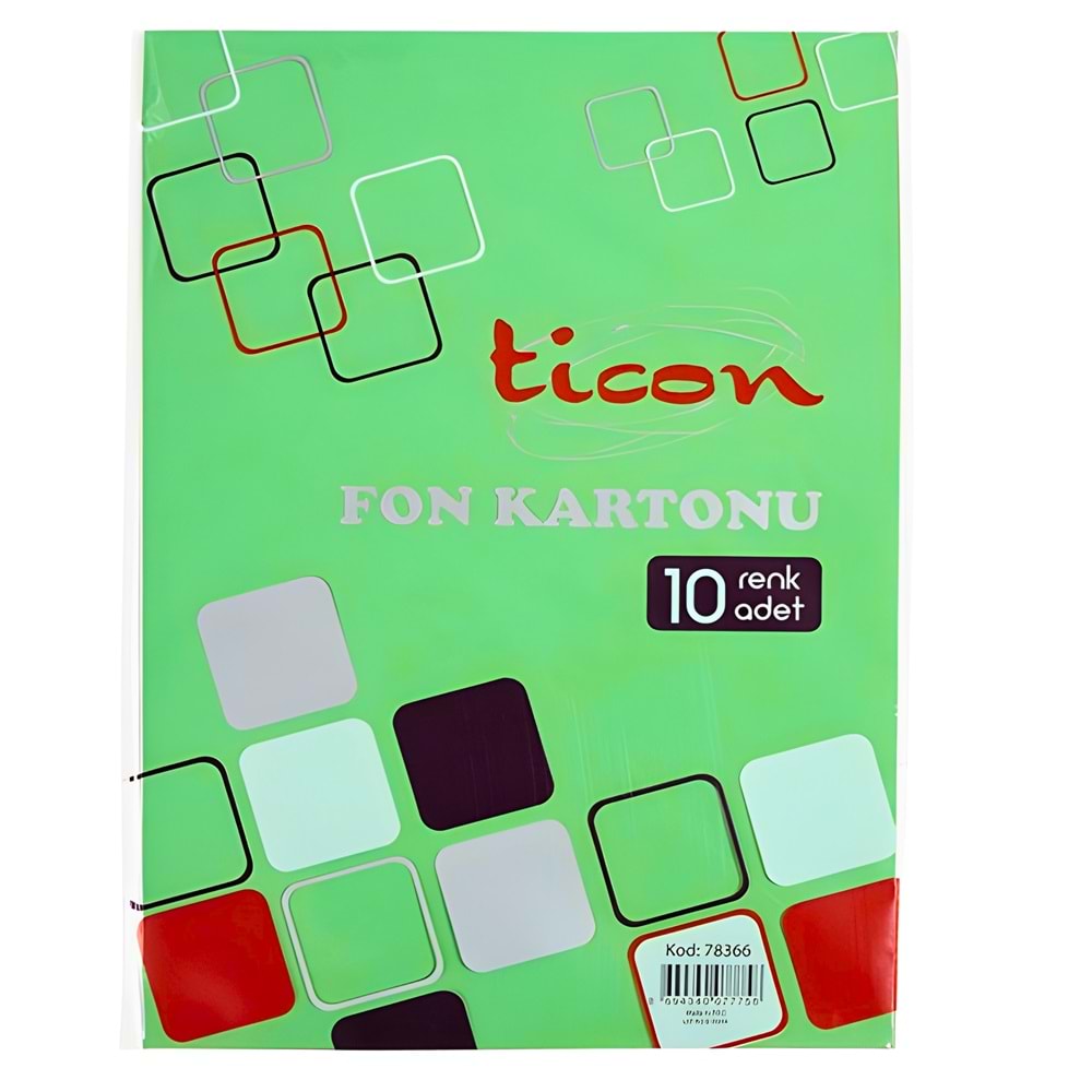 Temat Ticon Fon Kartonu 25x35 cm | 10'lu Karışık Renk Fon Kağıdı Seti