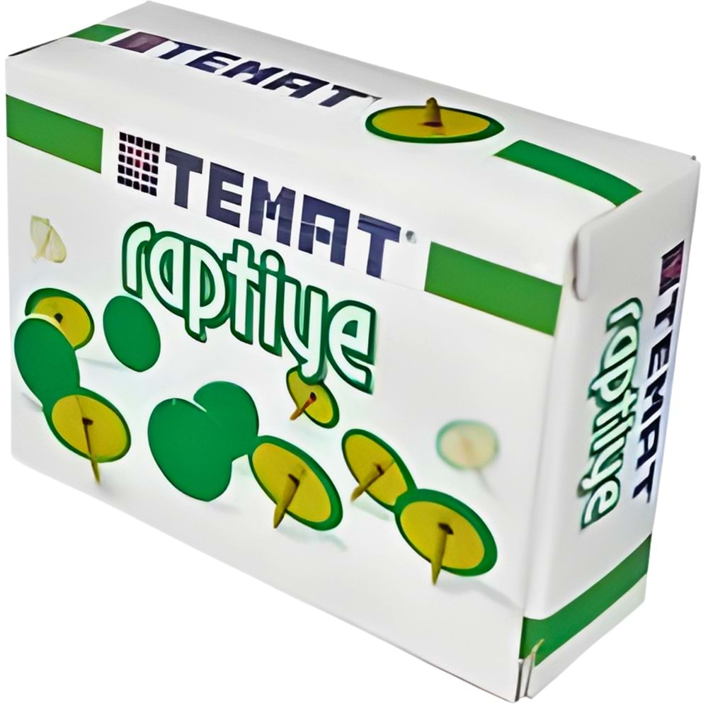 Temat 300-Y Yeşil Raptiye – Metal Uçlu Plastik Başlıklı Raptiye (100’lü Kutu)