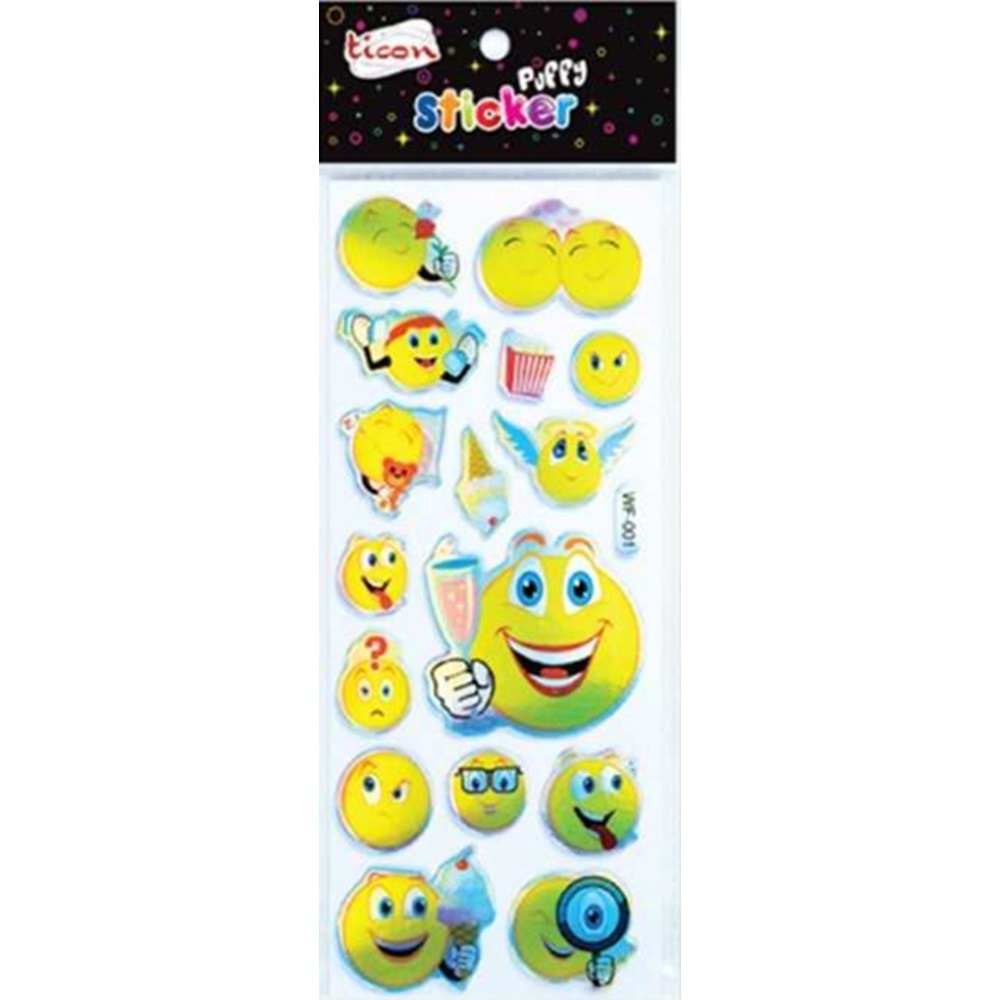 Ticon 3D Puffy Emoji (Gülen Yüz) Sticker Seti (WF-001)