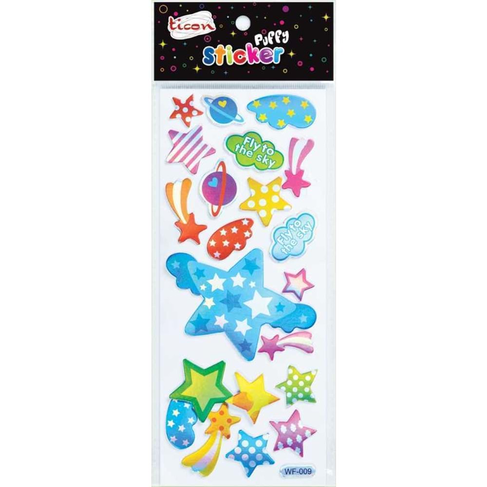 Ticon 3D Puffy Uzay ve Yıldız Sticker Seti