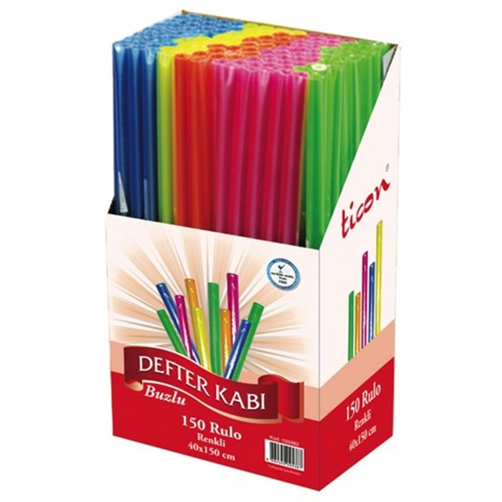 Ticon Renkli Buzlu Defter Kabı Rulosu - 40x150 cm (150 Rulo Kutuda)