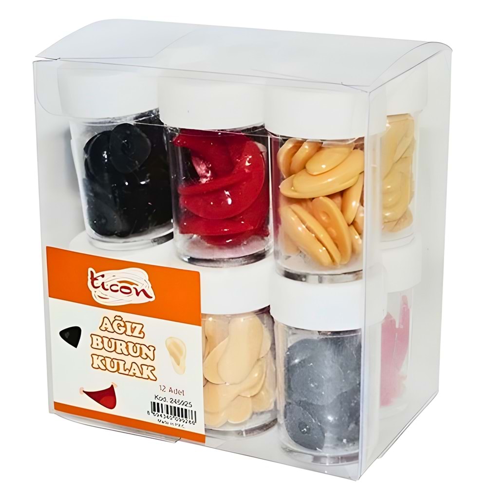 Temat Ticon Ağız Burun Kulak Seti – 12’li Tüp El İşi ve Maket Parça Seti