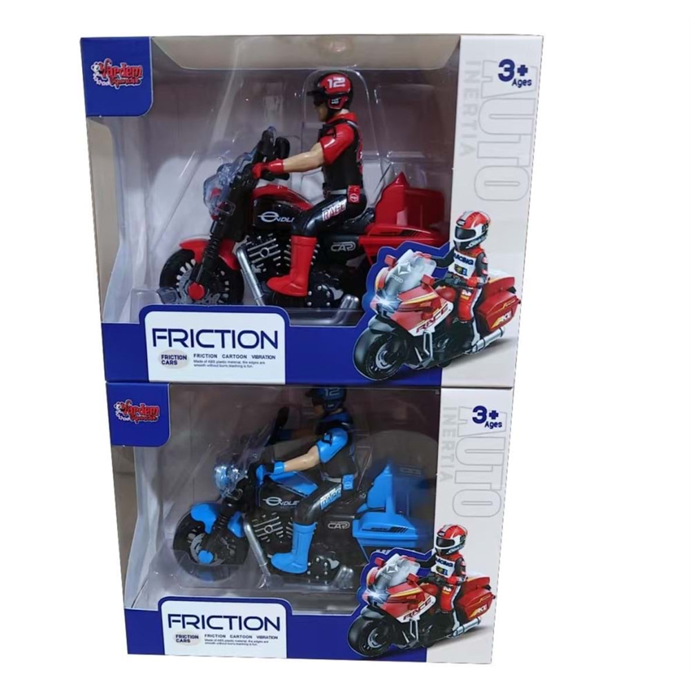 Işıklı ve Sesli Sürtmeli Polis Motorsikleti Oyuncak Kutu İçi