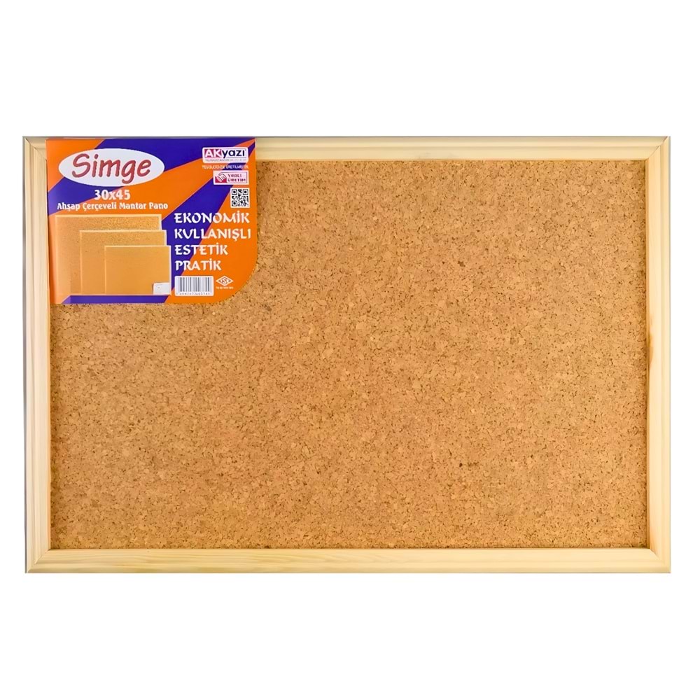 AKYAZI SİMGE AHŞAP MANTAR PANO 30*45