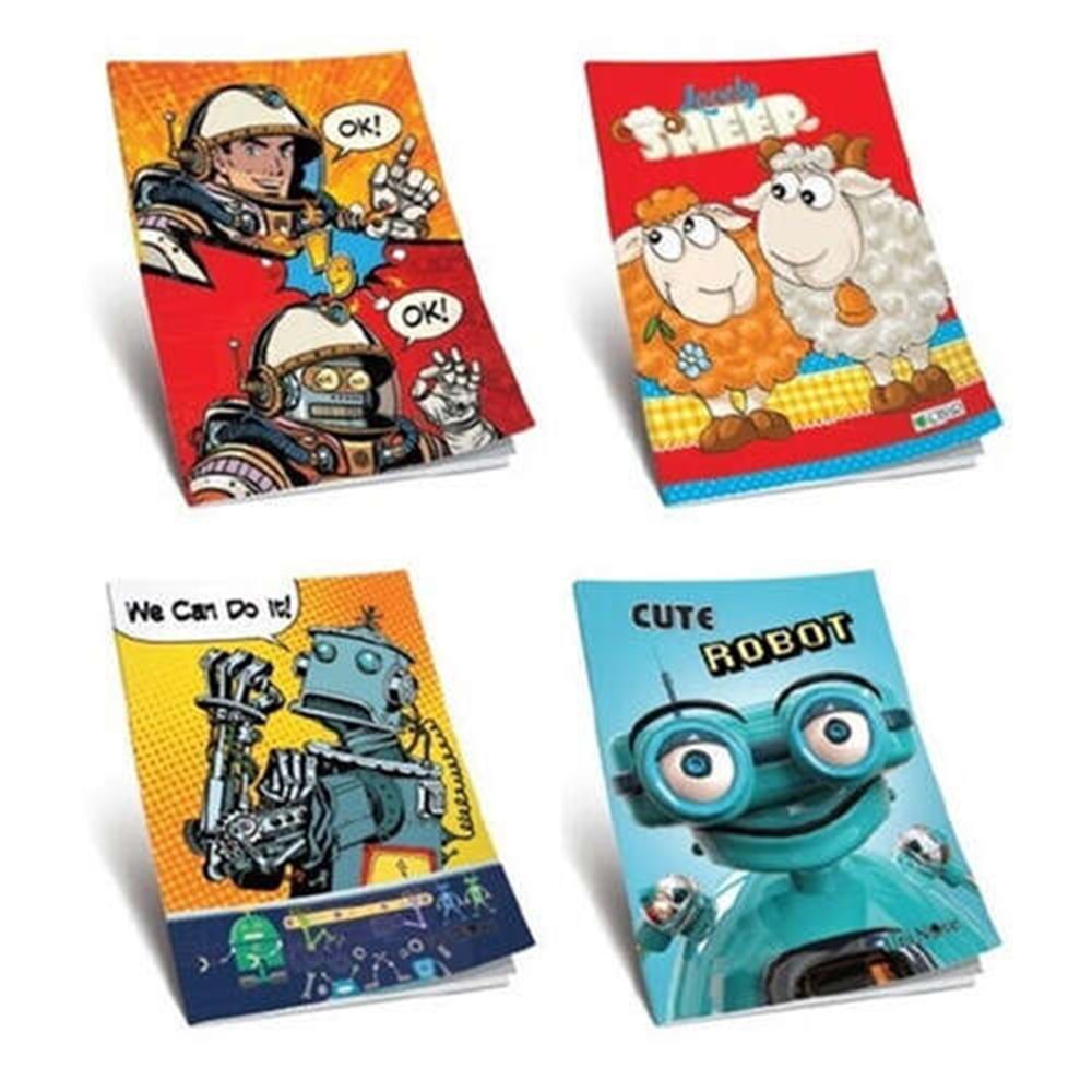 ÇINAR 40 Yaprak Büyük Boy Kareli Defter - Eğlenceli Desenli Karton Kapak