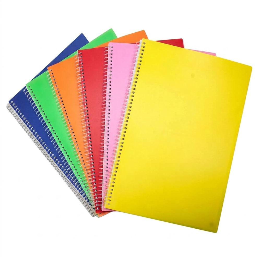 120 Yaprak Çizgili Spiralli Karton Kapak Defter | Canlı Renk Okul Defteri