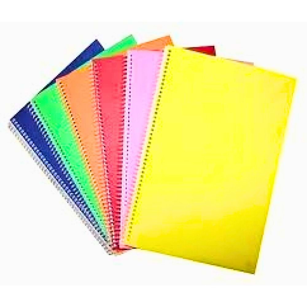 120 Yaprak Çizgili Spiralli Karton Kapak Defter | Canlı Renk Okul Defteri
