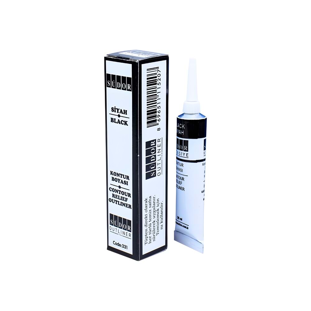 Südor Kontur Boyası 20 ml Siyah | Cam, Seramik, Ahşap ve Hobi Çalışmaları İçin | Tek Adet