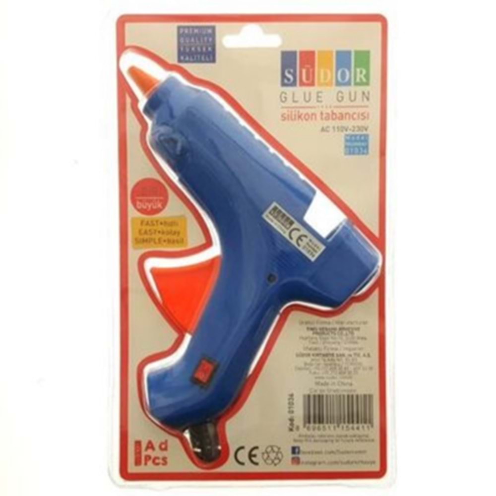 Südor Büyük Boy Mavi Silikon Tabancası (Glue Gun) - Hızlı ve Kolay Kullanım - Hobi ve Tamir