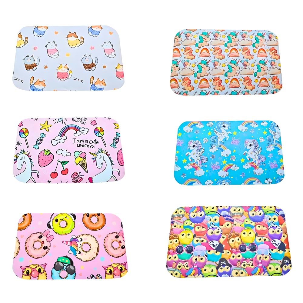 Südor Beslenme Bezi 30x50 cm – Renkli Desenli PVC Masa Altlığı (Tek Adet)