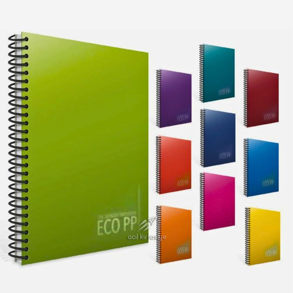 EKO PP A4 Boyut Çizgili Spiralli Defter - 60 Yaprak Renkli Plastik Kapak