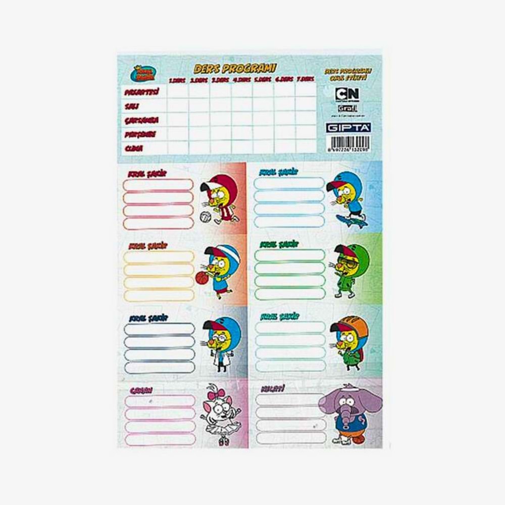 Kral Şakir Ders Programı ve Okul Etiket Seti (3 Yaprak)