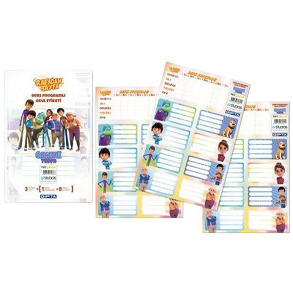 Rafadan Tayfa Ders Programlı Okul Etiketi 16x24 cm | 3 Yaprak