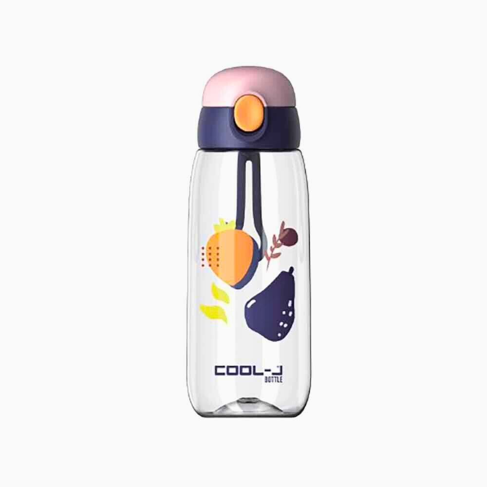 COOL-J Desenli Tritan Pipetli Matara 600 ml - Kilitli Kapaklı Çocuk Suluk