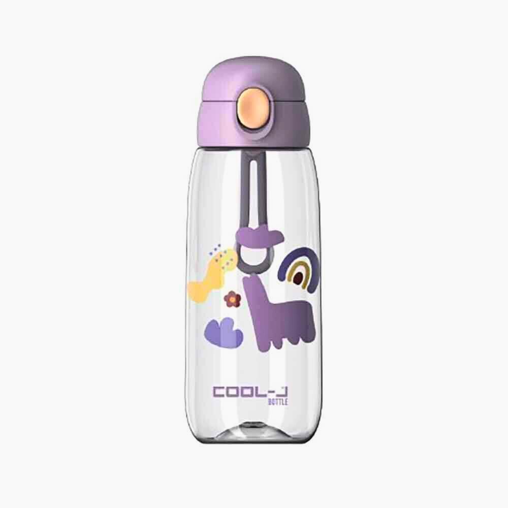 COOL-J Desenli Tritan Pipetli Matara 600 ml - Kilitli Kapaklı Çocuk Suluk