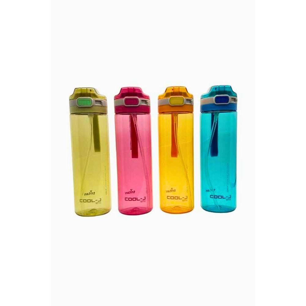 COOL-J Tritan Pipetli Matara 600 ml - 4 Farklı Renk Sporcu ve Okul Suluk