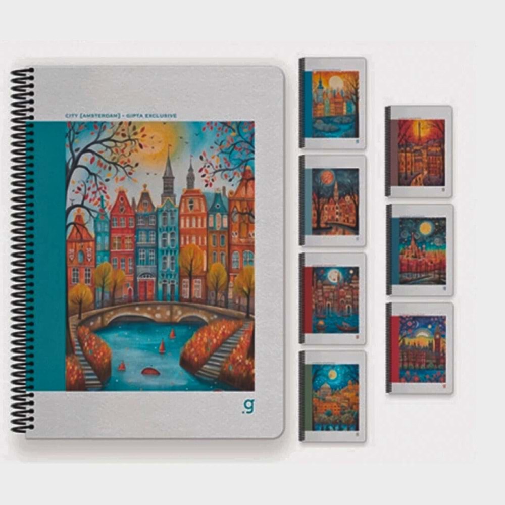 City Spiralli Sert Kapak Defter 17x24 cm | 80 Yaprak | Çizgili