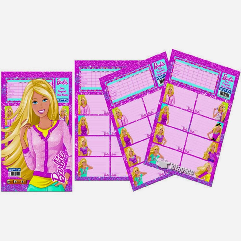 GIPTA BARBIE Lisanslı Okul Etiketi ve Ders Programı Seti (3 Yaprak 16x24 cm)