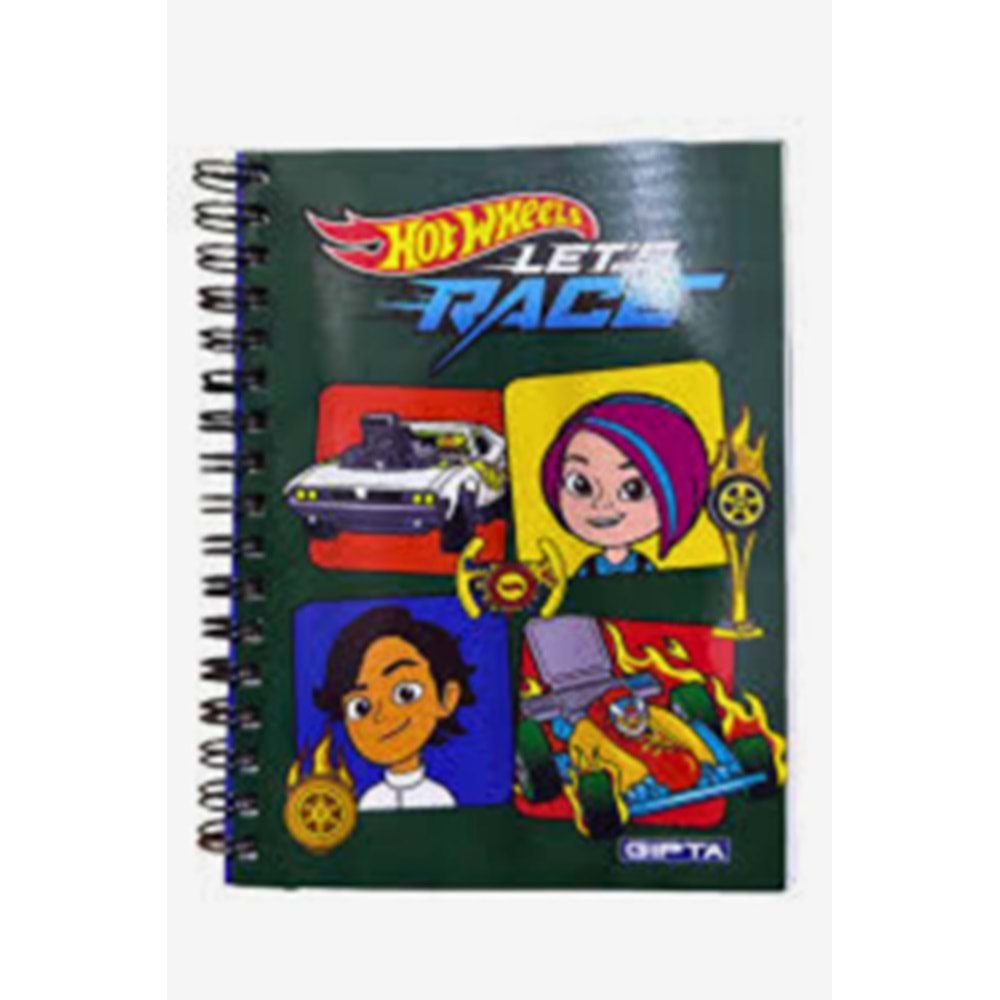 HOT WHEELS Lisanslı A6 Spiralli Çizgili Defter - Karton Kapak