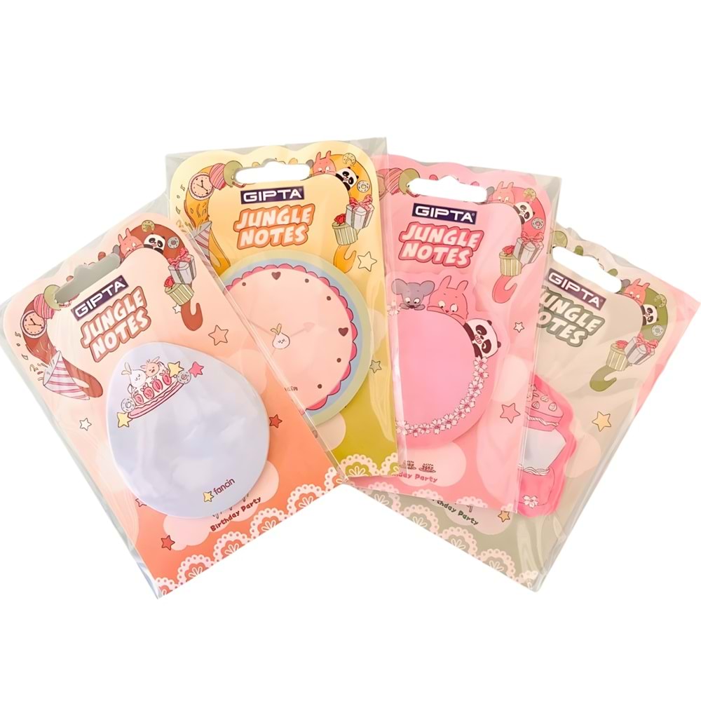 GIPTA Jungle Notes Yapışkanlı Not Kağıdı | 20 Yaprak | 70x70 mm Sevimli Desenli Sticky Notes