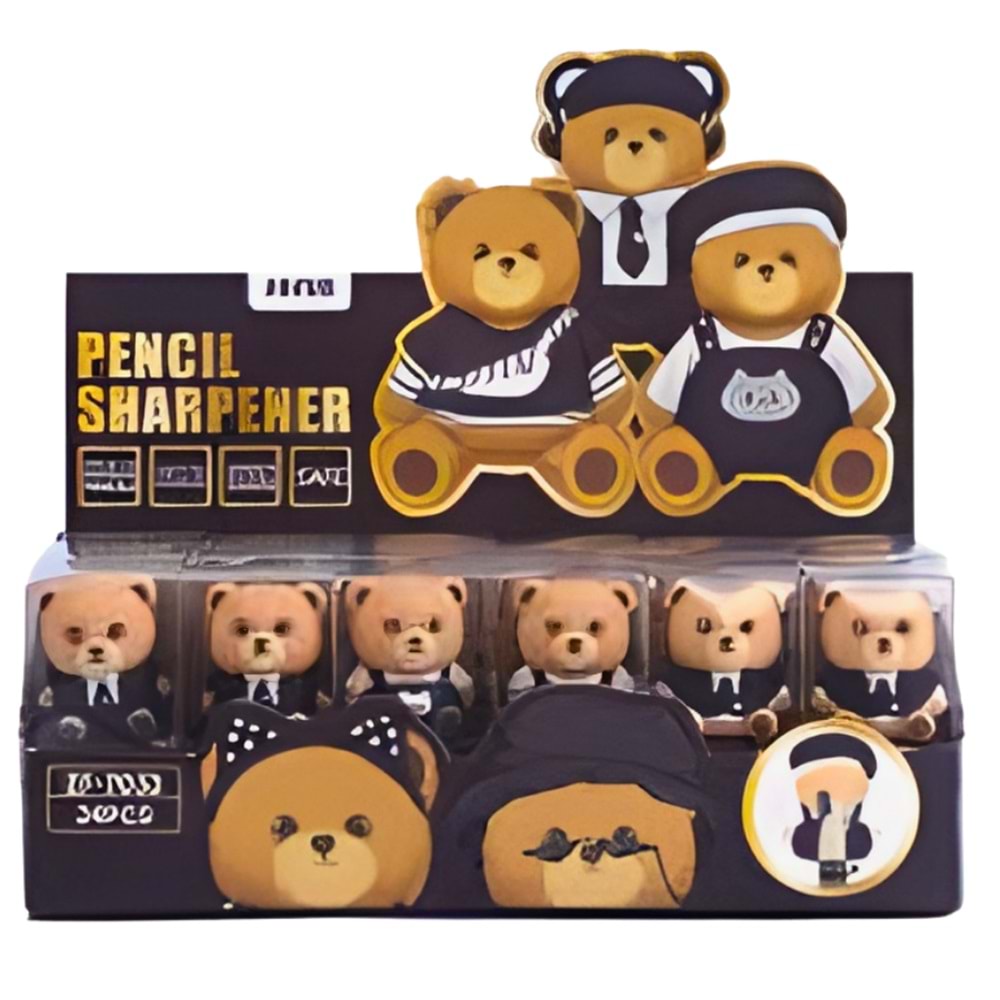 Black XOXO 3D Kalemtıraş | Sevimli Ayı Tasarımlı 3D Kalemtraş | GIPTA Kids