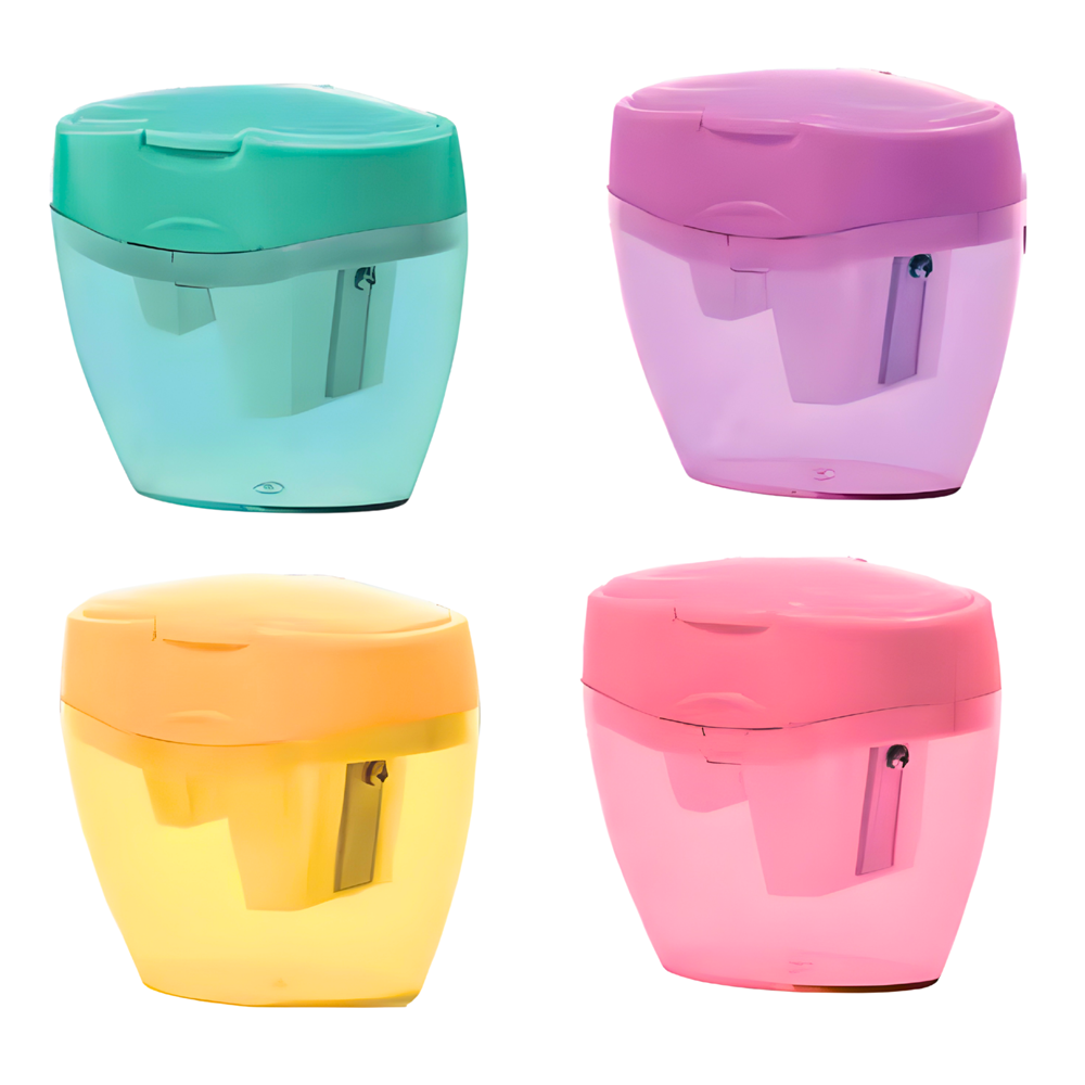 Ellipse 3 Hazneli Kalemtıraş | 4 Renk Seçenekli | Çok Hazneli Kapaklı Kalemtraş